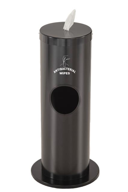 Floor Standing Sanitary Wipe Dispenser w/Sign, Satin Black